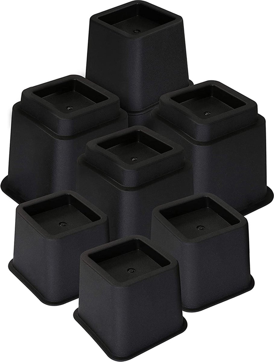 Goedkoopste Meubelverhoger Set - Verstelbare Poten - 8 stuks - Zwart - 3 verschillende hoogtes 10 cm, 15 cm of 22,5 cm