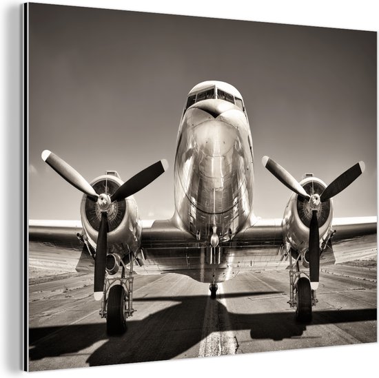 Wanddecoratie Metaal - Aluminium Schilderij - Vliegtuig - Vintage - Propeller
