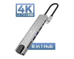 USB C Hub 8 in 1 – USB splitter – USB C dock – USB 3.0 – 4K UHD HDMI – Apple / Chromebook / HP / Asus / Lenovo – Ethernet – Interhub®