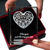 Kristalblok 3D Hart - Valentijn Cadeautje LOVE - Valentijn Cadeautje Vrouw - Cadeau Idee Vrouw - Cadeau vrouwen origineel