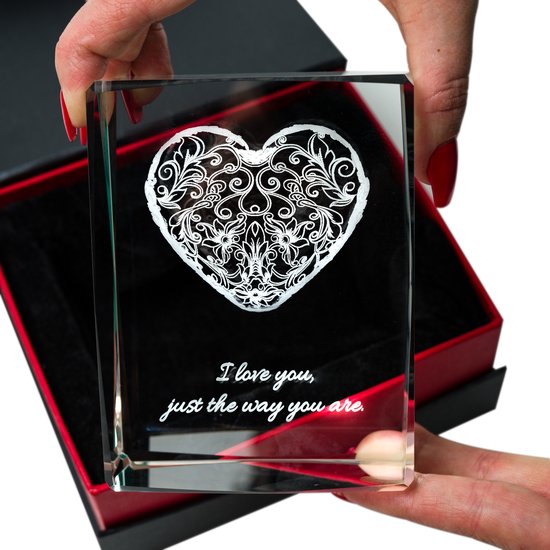 Toon je Liefde voor Haar met deze Prachtige Kristalblok 3D Hart
