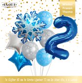 Cijfer Ballon 2 Jaar * Hoera 2 Jaar Verjaardag Decoratie  Set van 8 Frozen Winter Ijs Ster Ballonnen * 80 cm Verjaardag Nummer Ballon * Snoes * Verjaardag Versiering * Kinderfeestj