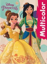 Disney Princess Kleurboek - Multicolor - Kinder Kleurboek - Assorti - Papier - 28 x 20 cm -Prinsessen - Belle - Assepoester - Belle - Sneeuwwitje - Aurora - Ariel - Jasmine - Rapun