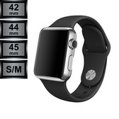 Geschikt voor Apple Watch Bandje - Silicone Sportbandje - Apple iWatch 42/44/45mm S/M - Zwart