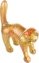 Beeld Kat 45cm Goud - Statue Chat Resine - Splash - Decoratie - Polyester - Voor Binnen en Buiten - Popart