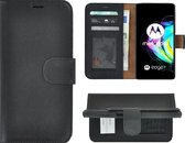 Motorola Moto Edge 20 Hoesje - Bookcase - Portemonnee Hoes Echt leer Wallet case Zwart