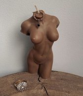 Reckless Rachel body candle 12cm (glitter inhoud!) - lichaam kaars - torso vrouw - bruin