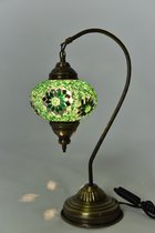 Handgemaakte Turkse Nachtlamp mozaïek glazen bol  groen 45cm Oosterse sprookjeslamp
