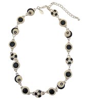 Ketting - Zwart witte hangertjes - 37 + 5 Centimeter, verstelbaar - Damesdingetjes