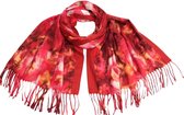 Lange Warme Dames Sjaal - Bloemenprint - Rood - 180 x 70 cm (19-3)