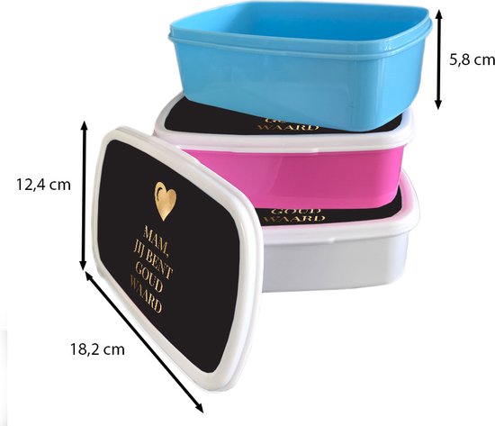 Lunch box Blauw - Lunch box - Boîte à pain - Mam tu vaux de l'or - Proverbes - Maman - Citations - 18x12x6 cm - Enfants - Garçon