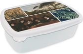 Broodtrommel Wit - Lunchbox - Brooddoos - Collage - Rembrandt - Planten - 18x12x6 cm - Volwassenen