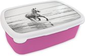 Broodtrommel Roze - Lunchbox - Brooddoos - Paarden - Lucht - Zee - 18x12x6 cm - Kinderen - Meisje