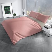 Charm & Co Dubbelzijdig Roze Taupe - Dekbedovertrek - Eenpersoons - 140 x 200/220