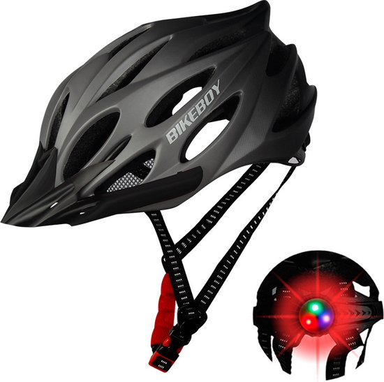 Mountainbike helm met lamp - Grijs - Fiets Helm - MTB - Wielrennen - Fietshelm