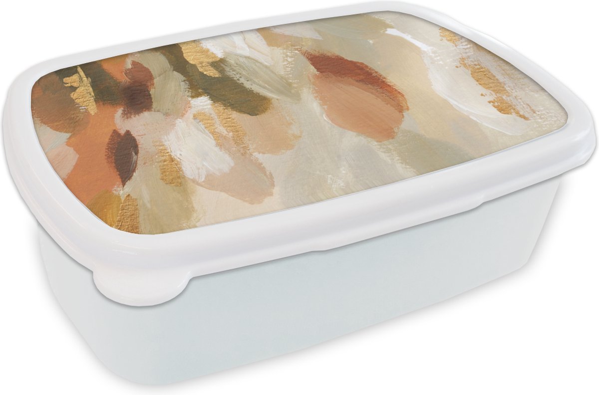 Broodtrommel Wit - Lunchbox - Brooddoos - Kunst - Verf - Rood - 18x12x6 cm - Volwassenen