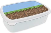Broodtrommel Wit - Lunchbox - Brooddoos - Pixel - Gaming - 18x12x6 cm - Volwassenen