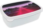 Broodtrommel Wit - Lunchbox - Brooddoos - Gaming - Futuristisch - Neon - 18x12x6 cm - Volwassenen