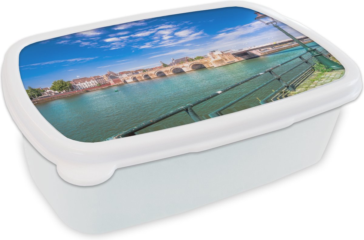 Broodtrommel Wit - Lunchbox - Brooddoos - Maastricht - Brug - Nederland - 18x12x6 cm - Volwassenen