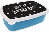 Lunch box Blauw - Lunch box - Boîte à pain - Let it snow - Proverbes - Citations - Noël - Neige - 18x12x6 cm - Enfants - Garçon