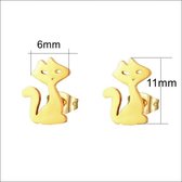 Aramat jewels ® - Zweerknopjes katten oorbellen 11mm chirurgisch staal goudkleurig
