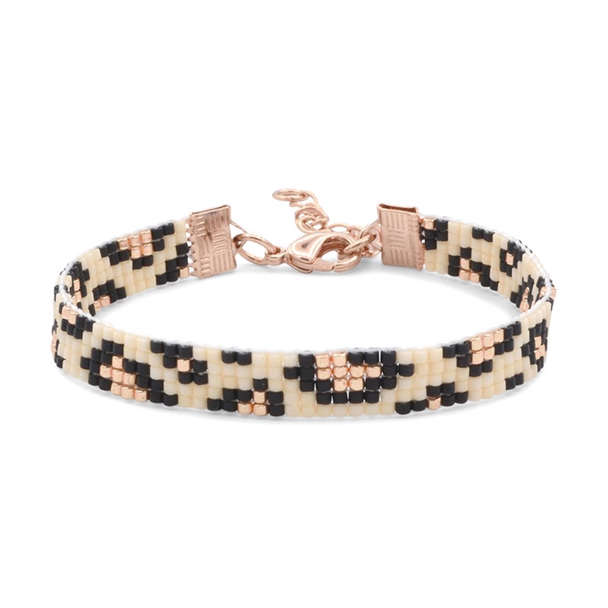 Mint15 Geweven armband met luipaardprint - Roségoud