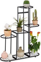 Relaxdays plantenrek etages - plantentrap metaal - planten etagere - plantenstandaard - zwart