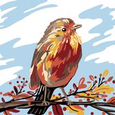 Plaid - Let's paint - Peinture sur n° - 35cm x 35cm - Oiseau d'automne