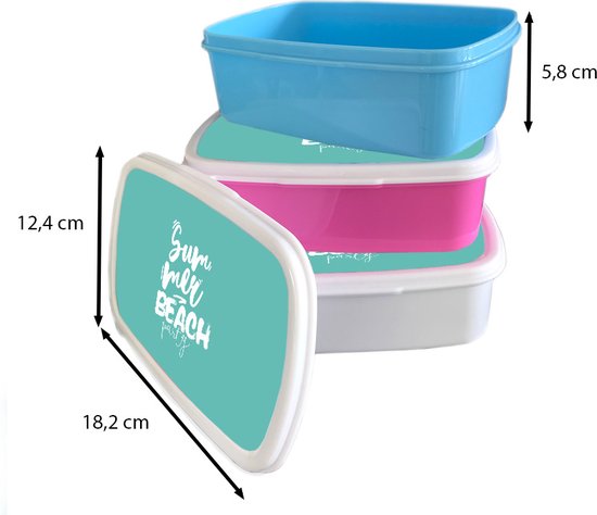 Lunch box Wit - Lunch box - Boîte à pain - Blauw - Summer - Fête - 18x12x6 cm - Adultes