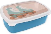Broodtrommel Blauw - Lunchbox - Brooddoos - Zomer - Rolschaatsen - Blauw - 18x12x6 cm - Kinderen - Jongen