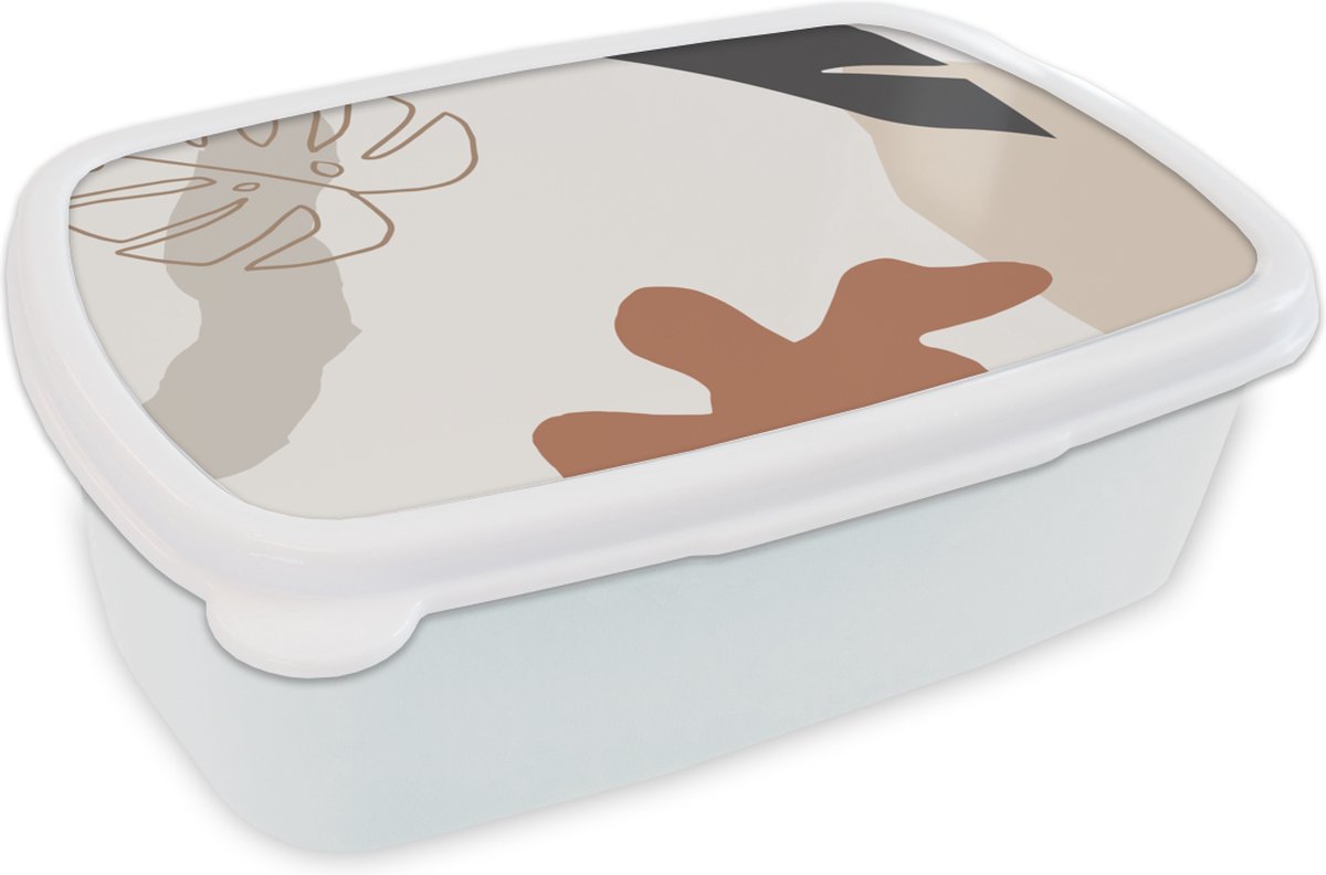 Broodtrommel Wit - Lunchbox - Brooddoos - Zomer - Bladeren - Wit - 18x12x6 cm - Volwassenen