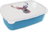 Lunch box Blauw - Lunch box - Boîte à pain - Cerf - Peinture - Couleurs - 18x12x6 cm - Enfants - Garçon