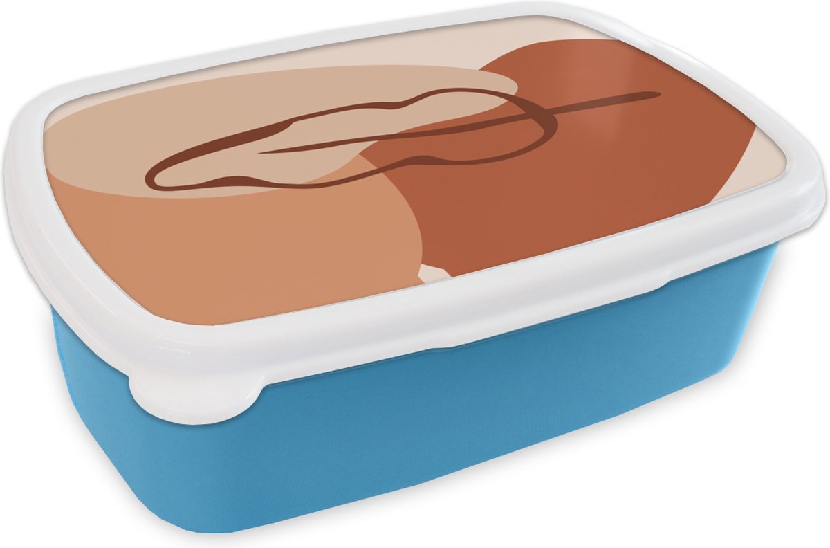Broodtrommel Blauw - Lunchbox - Brooddoos - Zomer - Blad - Simpel - 18x12x6 cm - Kinderen - Jongen