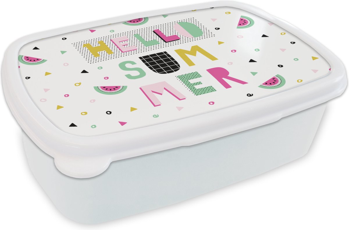 Broodtrommel Wit - Lunchbox - Brooddoos - Zomer - Quotes - Versiering - 18x12x6 cm - Volwassenen