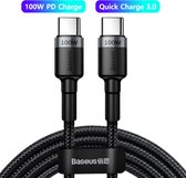 Baseus USB-C -> USB-C Data- en Laadkabel - 100W 5A Extra Snellader Kabel - Quick Charge 3.0 Oplaadkabel - Type C Naar Type C - Oplaadsnoer Telefoon - Laptop - Tablet - Gevlochten N