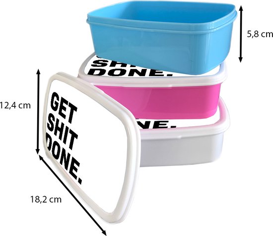 Lunch box Wit - Lunch box - Boîte à pain - Citations - Dictons - Get shit done - 18x12x6 cm - Adultes