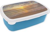 Broodtrommel Blauw - Lunchbox - Brooddoos - Strand - Kleuren - Zon - 18x12x6 cm - Kinderen - Jongen