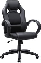 SONGMICS racestoel bureaustoel gaming stoel executive stoel draaistoel PU, zwart, OBG56B