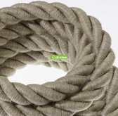 LEDatHOME – 5 meter - 2XL elektrisch snoer, elektrische kabel 3x0,75. Natuurlijke linnen stof bekleding. Diameter 24mm.