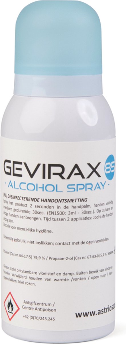 Goedkoopste Gevirax Desinfecterende Handenspray 100ml – Alcoholspray | Antibacterieel & Hydraterend | Voor Thuis, Werk of Onderweg | Reisformaat