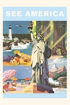 Pocket Sized - Found Image Press Journals- Vintage Journal Travel Poster for the United States