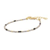 Mint15 Armband 'Shiny Taupe & Black Beads' - Goud