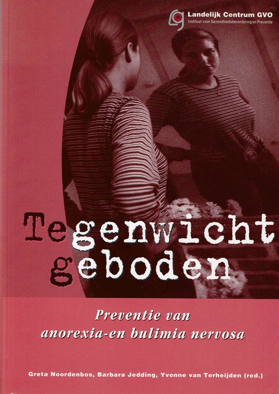 Twee jonge vrouwen, beiden met gestreepte truien, kijken naar elkaar. De tekst "Tegenwicht geboden" staat centraal.