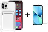 Back Cover Apple iPhone 13 Mini | Telefoonhoesje | Pasjeshouder | Wit + 1x Screenprotector
