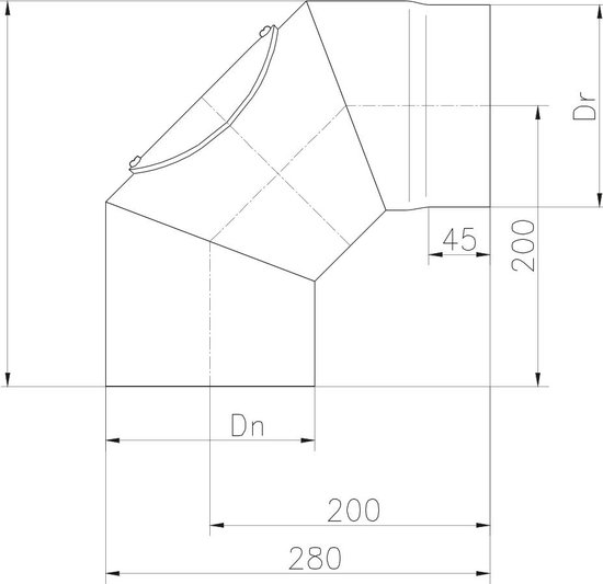 Bocht 90 graden 150mm grijs