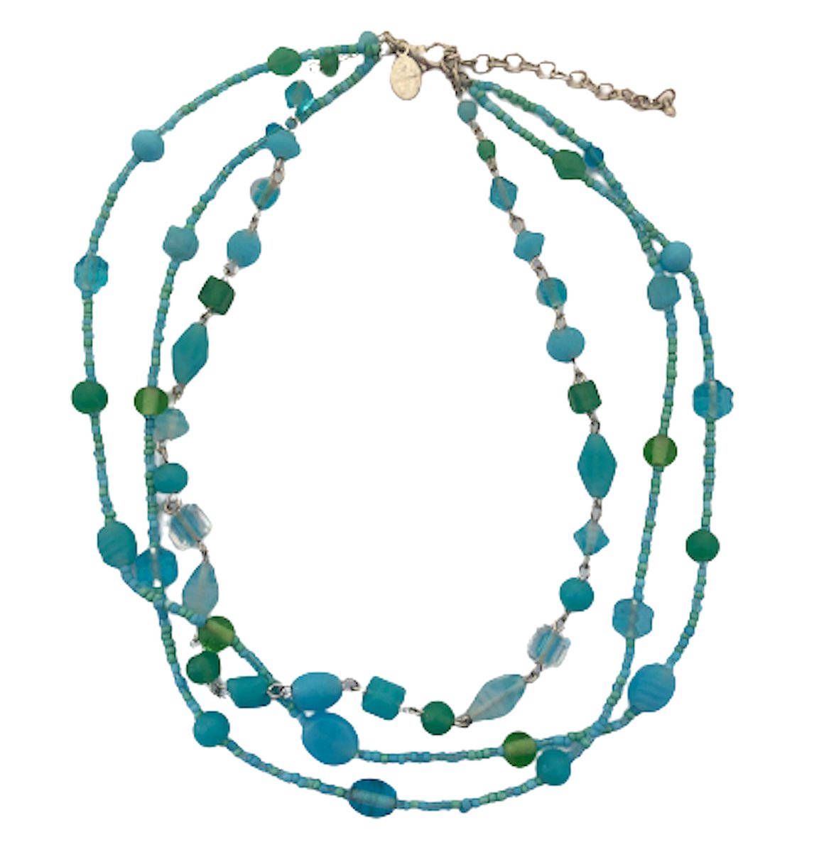 Ketting - Blauwe kralen - Zilverkleurig - 82 Centimeter - Damesdingetjes