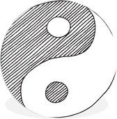 WallCircle - Wandcirkel ⌀ 90 - Een illustratie van een geschetst Yin en Yang logo - Ronde schilderijen woonkamer - Wandbord rond - Muurdecoratie cirkel - Kamer decoratie binnen - Wanddecoratie muurcirkel - Woonaccessoires