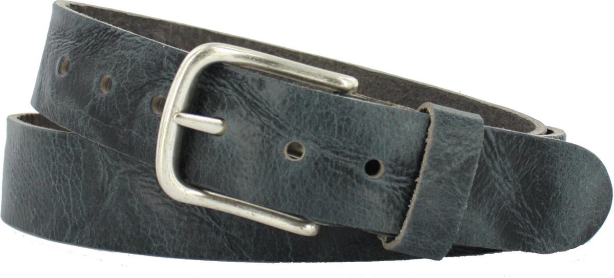 Leren Riem Dames/Heren | 4cm breed | Riemmaat: 115cm (totale lengte: 130cm) | 100% echt leer | Kleur: blauw | Nikkelvrije gesp