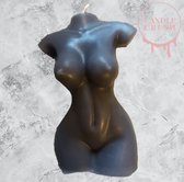 SET 2x Majestic Monica body candle 10,5 and 12cm (glitter inhoud!) - lichaam kaars - torso vrouw - grijs