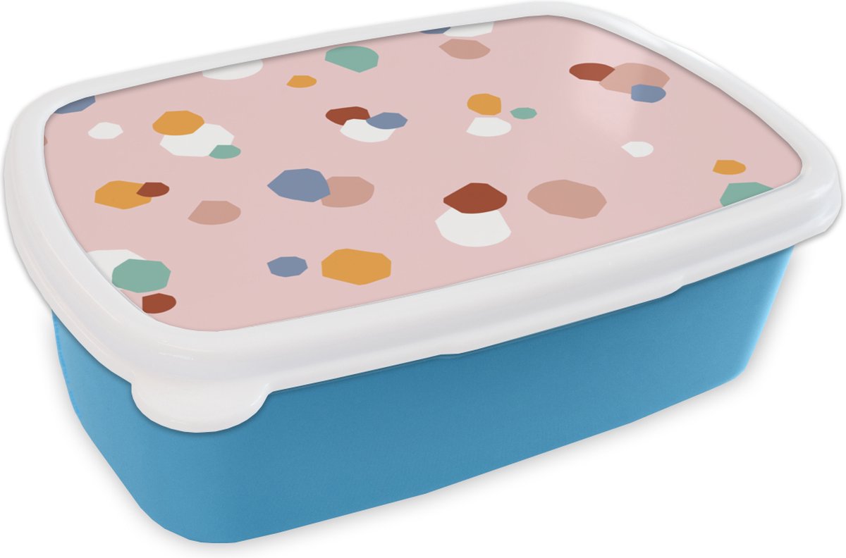Broodtrommel Blauw - Lunchbox - Brooddoos - Kinderen - Stippen - Roze - 18x12x6 cm - Kinderen - Jongen